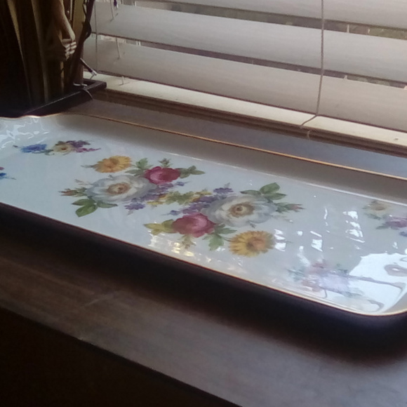 VINTAGE Limoges Porcelain Serving Tray Heavy Gold - Picture 2 of 5